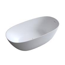 Load image into Gallery viewer, 61'' Freestanding Bathtub Resin Stone Soaking Bathtub Solid Surface Modern Tubs with Overflow and Pop-up Drain in White