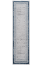 Load image into Gallery viewer, MARFI Collection 2.X3. Blue / Ivory / Bordered Doormat Rug Modern, Contemporary, Non-Shedding &amp; Easy to Clean, Ideal for Living Room, Bedroom, Dining Space, 36*24 inch