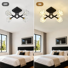 Load image into Gallery viewer, Modern Luxurious Crystal Ceiling Light, 4 Lights (BO INCLUDED Bulb) Modern Crystal Ceiling Light for Dining Room, Pendant Lamp Ceiling Lighting for Living Bedroom Hall Balcony --Matte Black