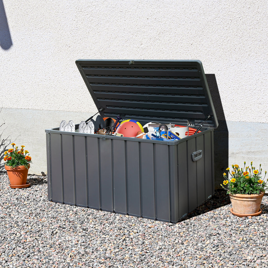 200 Gallon Outdoor Storage Deck Box Waterproof, Large Patio Storage Bin for Outside Cushions, Throw Pillows, Garden Tools, Lockable (Dark Brown)