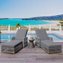 Load image into Gallery viewer, GO Outdoor Long Reclining Chaise, Wicker Lounge with Armrests, Patio Adjustable Recliner with Soft Removable Cushions, All Weather Rattan Pool Lounge for Poolside &amp; Garden, Beige