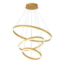 Load image into Gallery viewer, Modern Gold Led Chandelier 3 Rings Gold Dimmable  LED Chandeliers Light Fixture for Kitchen Island Height Adjustable Chandelier Led Pendant Light for Dining Room Bedroom Living Room