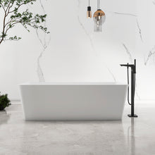 Load image into Gallery viewer, 67 inch freestanding solid surface soaking bathtub for bathroom