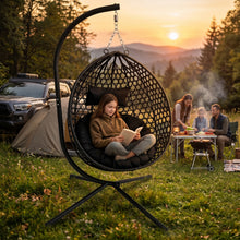 Load image into Gallery viewer, Double Hanging Egg Chair wth Stand, Patio Hammock Swing Chair with Cushion Loveseat for Bedroom, Balcony, Garden, Indoor, Outdoor,(Grey)