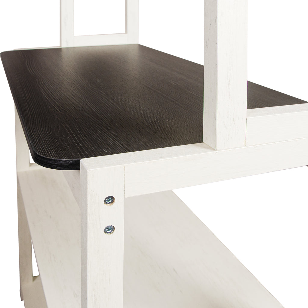 31.5" White and Black color 5-Tier Bakers Rack for Kitchen with Storage, Coffee Bar, Kitchen Shelves,  Microwave Stand