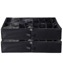Load image into Gallery viewer, Sturdy Under Bed Shoe Storage Organizer, Set of 2, 32 Compartments, Underbed Shoes Closet Storage Solution with Clear Window, Breathable, L31.5"x W23.6"x H5.9", Black