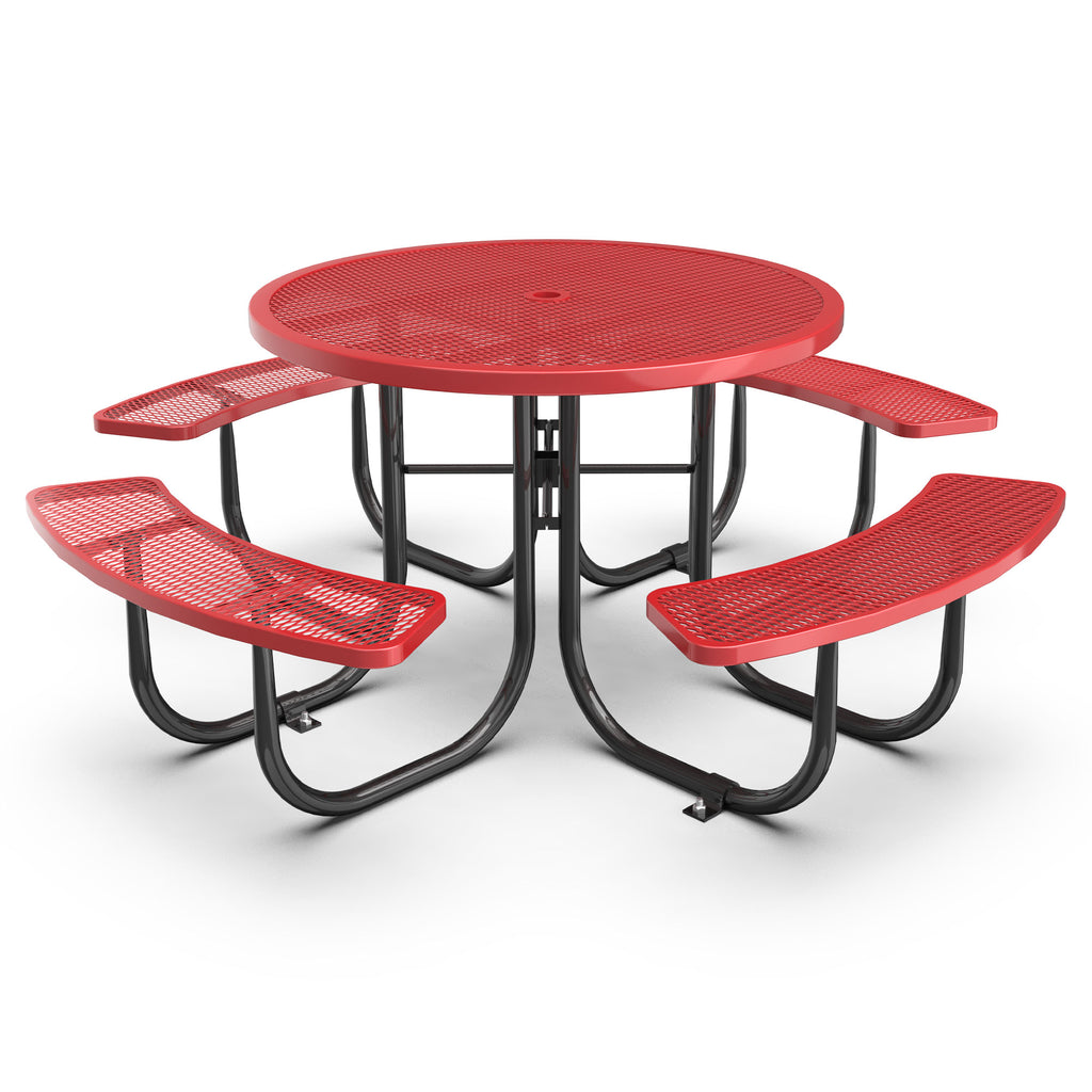 Red Round Table & Chair Set with Umbrella Hole