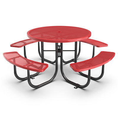 Red Round Table & Chair Set with Umbrella Hole