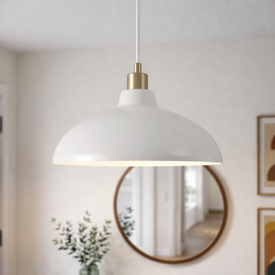 Astral Single Light White Pendant Lamp with Golder Brass Finish for Entrance Kitchen Island 14