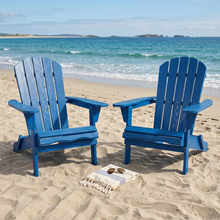 Load image into Gallery viewer, Wood Lounge Patio Chair for Garden Outdoor Wooden Folding Embossed Adirondack Chair Solid Wood Lounge Patio Chair with Wood Grain