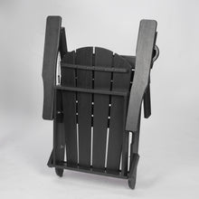 Load image into Gallery viewer, HDPE Folding Adirondack Chair with Dual Cup Holder - Composite Adirondack Chair with Wood Texture- Black