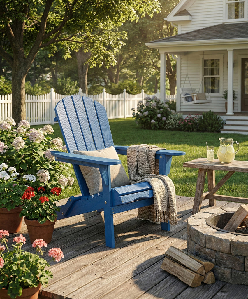 Wood Lounge Patio Chair for Garden Outdoor Wooden Folding Embossed Adirondack Chair Solid Wood Lounge Patio Chair with Wood Grain