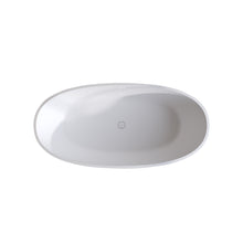 Load image into Gallery viewer, 70.8″Solid Surface Matte Tub, Solid Surface Soaking Tub, Stone Resin Freestanding Bathtub, Thick Edge Stand Alone Tubs with Overflow, Pop-up Drain, Matte White (Oval)