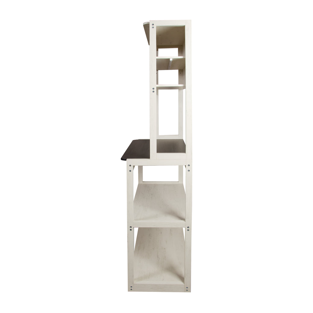 31.5" White and Black color 5-Tier Bakers Rack for Kitchen with Storage, Coffee Bar, Kitchen Shelves,  Microwave Stand