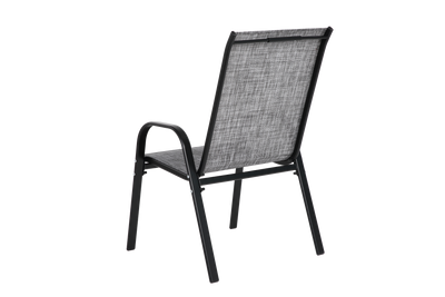 4 Piece Patio Chairs, Outdoor Camping Chairs with Breathable Textilene Fabric, Set of 4 Garden Chairs with Armrest High Backrest for Garden Patio Pool Beach Yard Space Saving ( Grey)