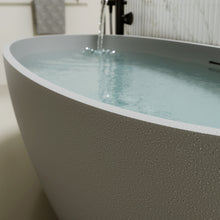 Load image into Gallery viewer, 67'' Freestanding Bathtub Resin Stone Soaking Bathtub Solid Surface Modern Tubs with Overflow and Pop-up Drain