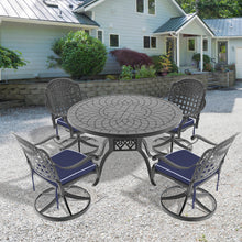 Load image into Gallery viewer, Ø47.24-inch Cast Aluminum Patio Dining Table With Black Frame and Carved Texture on the Tabletop (same sku: W171084479)