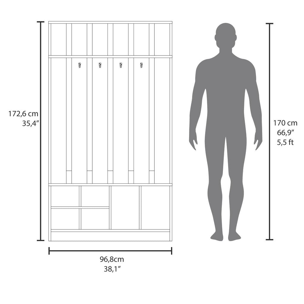 Tulcan 38" Wide Hall Tree with Bench and Shoe Storage, Entryway  Bench with Coat Rack