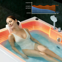 Load image into Gallery viewer, KORRA 61 Inch Acrylic Whirlpool Massage Bathtub for 2 Person 16 Water Jets LED Lights Heater for Jacuzzi Spa Massage