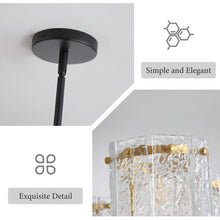 Load image into Gallery viewer, Modern 5-Light Black and Gold Chandelier, Textured Glass Pendant Light with Electroplated Gold Finish for Living Room Dining Room Not Including the Bulb