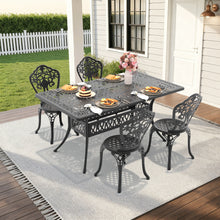 Load image into Gallery viewer, L58.27*W34.65-inch Cast Aluminum Patio Dining Table With Black Frame and Umbrella Hole (same sku: W171084481)