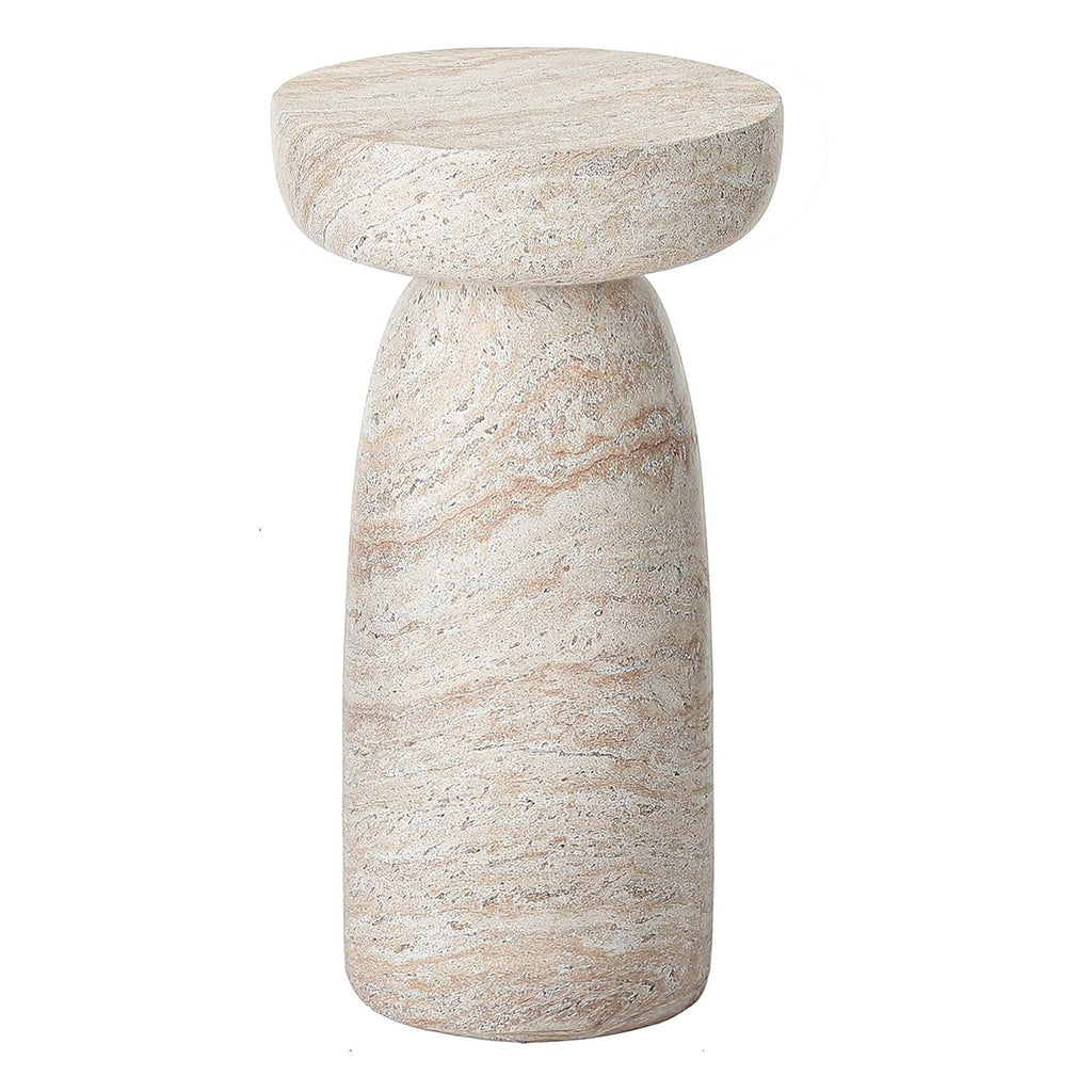 Natural Stone Grain Mushroom Shape Side Table, 13in Waterproof Freestanding Patio End Table, Decor Accent Table for Balcony Yard Hallway Sofa Side Decor