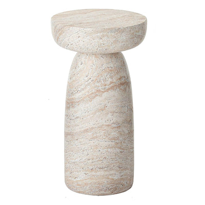Natural Stone Grain Mushroom Shape Side Table, 13in Waterproof Freestanding Patio End Table, Decor Accent Table for Balcony Yard Hallway Sofa Side Decor