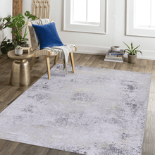 Load image into Gallery viewer, MAVAL Gold Washable Rug 2' x 3' Doormat Rug (Gray+Gold, 2' x 3') Modern, Contemporary, Non-Shedding &amp; Easy to Clean, Ideal for Living Room, Bedroom, Dining Space, 36*24 inch