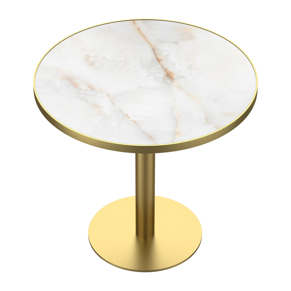 31.5" Round Modern Tulip Dining Table, Sintered Stone Tabletop with Luxury Faux Marble Print, Stainless Steel Bracket Base, Scratch & Wear Resistant, Waterproof Surface, Ideal for Indoor & Outdoor Use