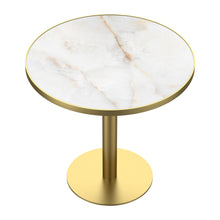 Load image into Gallery viewer, 31.5" Round Modern Tulip Dining Table, Sintered Stone Tabletop with Luxury Faux Marble Print, Stainless Steel Bracket Base, Scratch &amp; Wear Resistant, Waterproof Surface, Ideal for Indoor &amp; Outdoor Use