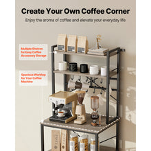 Load image into Gallery viewer, Kitchen Bakers Rack, 23.6 inch Width Bakers Rack, Kitchen Stand with X-Shaped Support Bar, 12 S-Shaped Hooks, Double-Layer Top Shelf, Coffee Bar Stand for Dishes &amp; Bowls, Spice Bottles