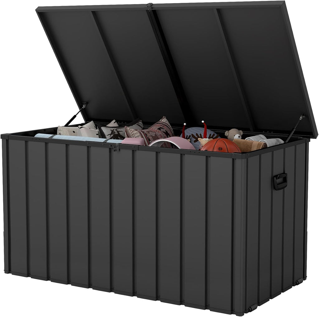 200 Gallon Outdoor Storage Deck Box Waterproof, Large Patio Storage Bin for Outside Cushions, Throw Pillows, Garden Tools, Lockable (Dark Brown)