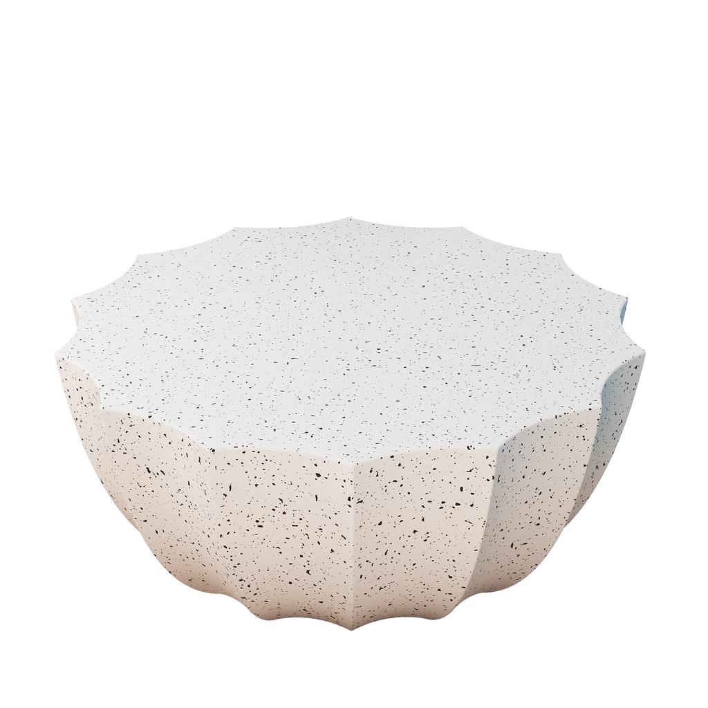 35.43" Modern Outdoor and Indoor Waterproof Coffee Table, Durable MgO Cement Design, Suitable for Terraces, Gardens, Backyards and Living Rooms ( White)