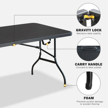 Load image into Gallery viewer, 6ft Black Multi-functional Outdoor Folding Leisure Picnic Game Party Table