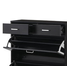 Load image into Gallery viewer, Large size Shoe Cabinet,Free Standing Tipping Bucket Shoe Rack Organizer with 2 Flip Drawers&amp;2 Drawer,Modern Tipping Bucket for Entryway,Hallway,Bedroom-black