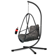 Load image into Gallery viewer, Swing Egg Chair with Stand Indoor Outdoor Wicker Rattan Patio Basket Hanging Chair with C Type bracket , with cushion and pillow,Patio Wicker folding Hanging Chair( Special construction cup holder