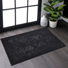 Load image into Gallery viewer, MAVAL Black Washable Rug 2' x 3' Doormat Rug (Black+Gray, 2' x 3') Modern, Contemporary, Non-Shedding &amp; Easy to Clean, Ideal for Living Room, Bedroom, Dining Space, 36*24 inch