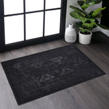 MAVAL Black Washable Rug 2' x 3' Doormat Rug (Black+Gray, 2' x 3') Modern, Contemporary, Non-Shedding & Easy to Clean, Ideal for Living Room, Bedroom, Dining Space, 36*24 inch