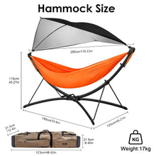 Load image into Gallery viewer, Portable Outdoor/Garden Hammock with Quick-Fold Stand, Adjustable Sunshade, and Storage Bag Adult/Child Hammock Chair Heavy-Duty Hammock Suitable for Camping, Home Gardens, Hotels, Outdoors, Beaches
