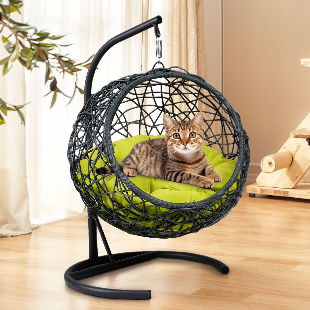 Double Hanging Egg Chair wth Stand, Patio Hammock Swing Chair with Cushion Loveseat for Bedroom, Balcony, Garden, Indoor, Outdoor,(Grey)
