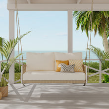 Load image into Gallery viewer, TREXM 1-Piece Woven Rope Outdoor Swing Sofa with Soft Cushions Seating 2 for Patio, Courtyard and Balcony (Beige)