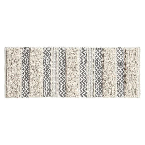 Woven Texture Stripe Bath Rug Grey 22x58"