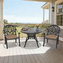 Load image into Gallery viewer, Ø39.37-inch Cast Aluminum Patio Dining Table With Black Frame and Umbrella Hole (same sku: W171084477)