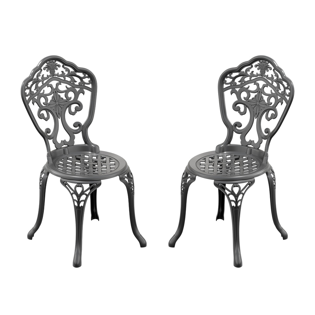 Cast Aluminum Patio Dining Chair 2PCS With Black Frame