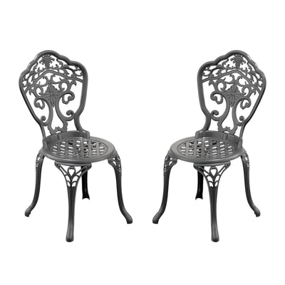 Cast Aluminum Patio Dining Chair 2PCS With Black Frame