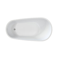 Load image into Gallery viewer, 55" Acrylic Freestanding Bathtub, Deep Soaking Contemporary Stand Alone Bath Tub with Pop-up Drain &amp; Integrated Overflow, Chrome-Finish Drain Cover, Glossy White GF-26A04-55