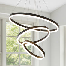 Load image into Gallery viewer, Modern Gold Led Chandelier 3 Rings Gold Dimmable  LED Chandeliers Light Fixture for Kitchen Island Height Adjustable Chandelier Led Pendant Light for Dining Room Bedroom Living Room