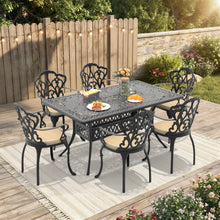 Load image into Gallery viewer, L58.27*W34.65-inch Cast Aluminum Patio Dining Table With Black Frame and Umbrella Hole (same sku: W171084481)