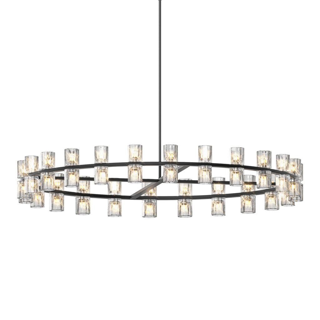 (L005030-D48-P48B/W1340P310779)48 Inches Luxury Chandeliers Crystal Living Room Decorative Lights Simple Modern Dining Room LED Lighting,for Home Decor (Bulbs Included) Black