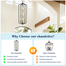 Load image into Gallery viewer, 12-Light Lantern Tired Farmhouse Ceiling Hanging Light Black Chandelier Metal Modern Pendant Light Fixtures for Kitchen Island Dining Room Living Room Foyer Entryway(E12 Bulbs Not Included)